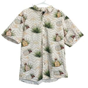 Simply Perfect Patron Tequila Hawaiian Button Down Shirt Mens Large Alcohol